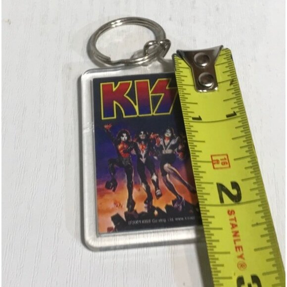 KISS Band Collectible Keychain With 1977 Album Art 2.5 X 1.75" Rectangular Clear - Picture 3 of 4